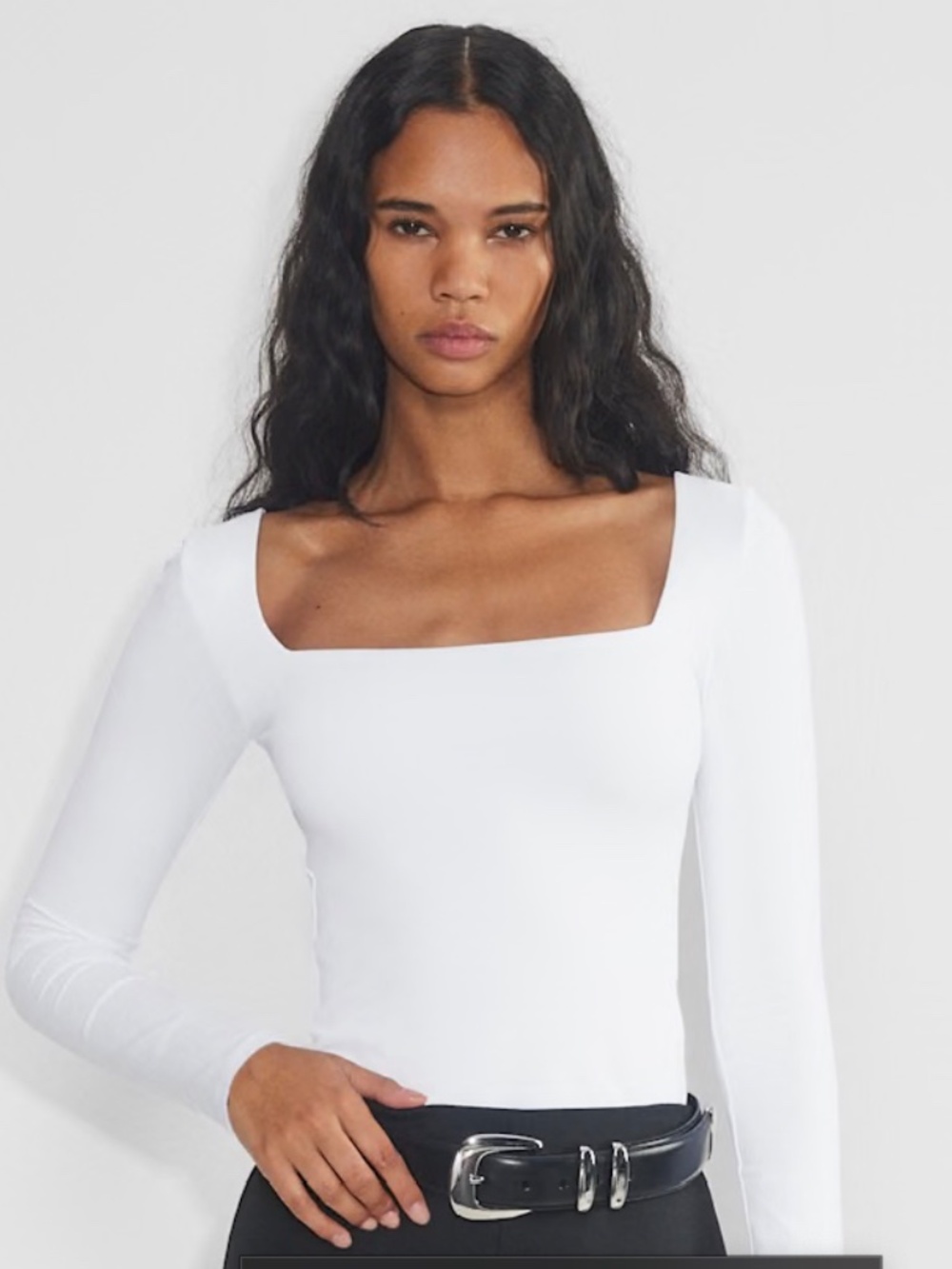 White Babaton Contour Squareneck Longsleeve from Aritzia 2XS